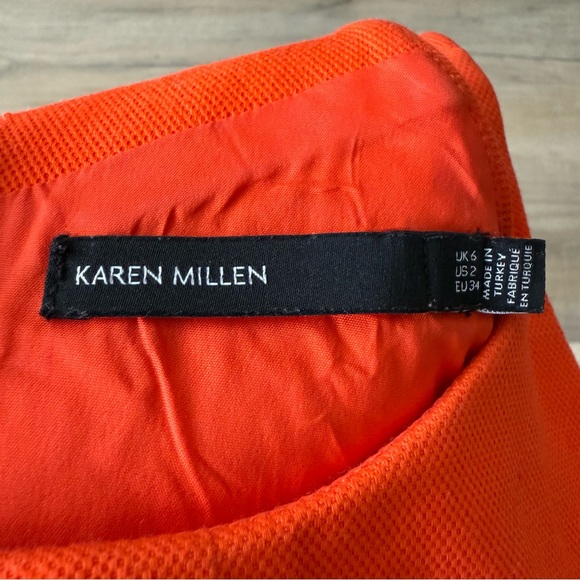 Karen Millen orange layered fit-and-flare sleeveless dress - size 2 (XS) - Picture 4 of 5
